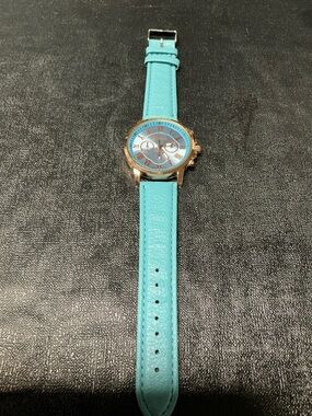 Turquoise Leather Strap Watch with Rose Gold Case